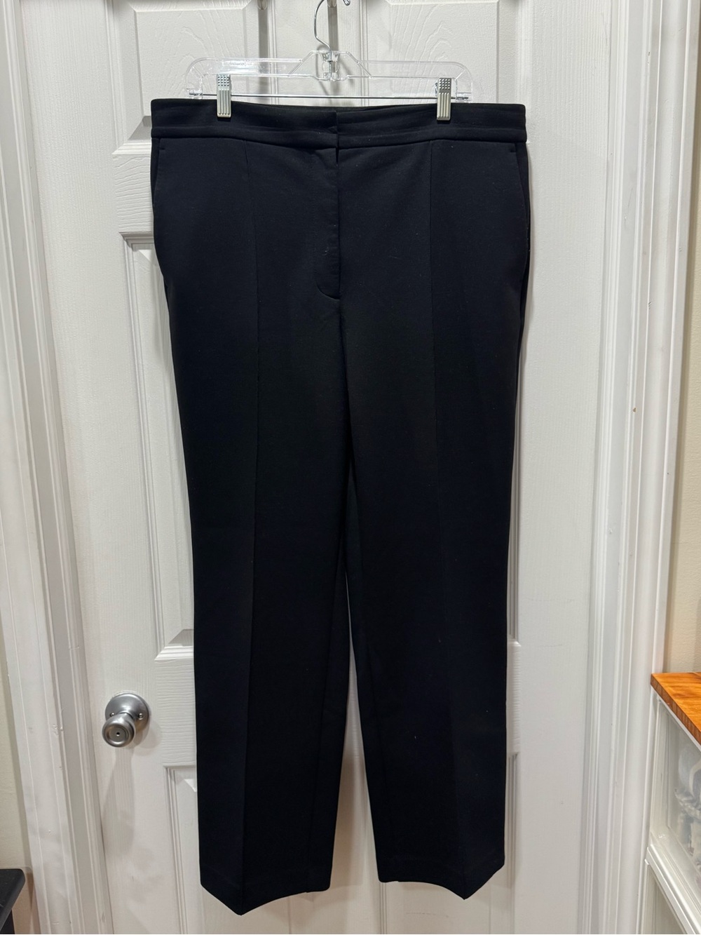 Ann Taylor Black Double Knit High-Waisted Straight-Leg Dress Trousers